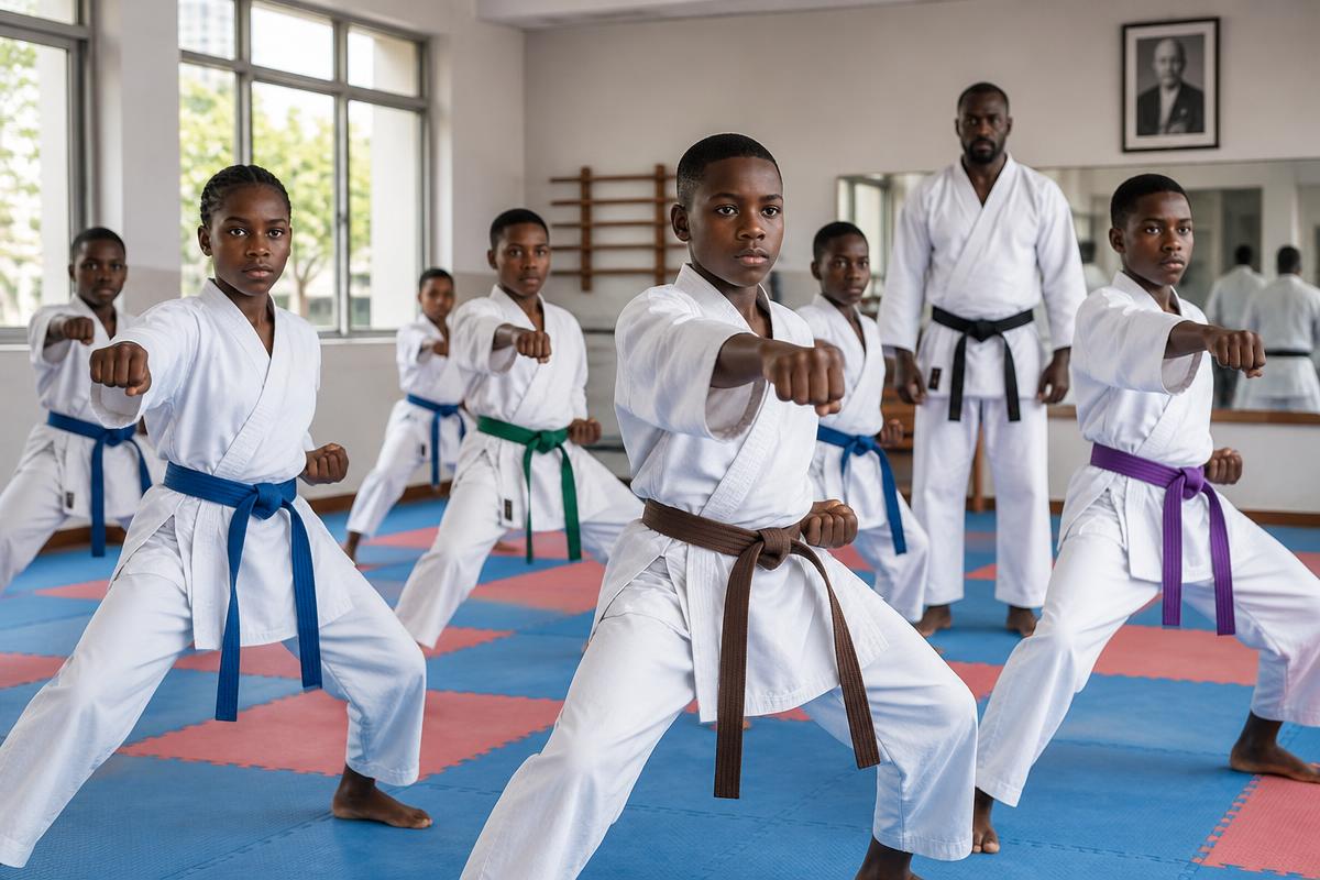 Jeunes pratiquants de karaté Shotokan — illustration